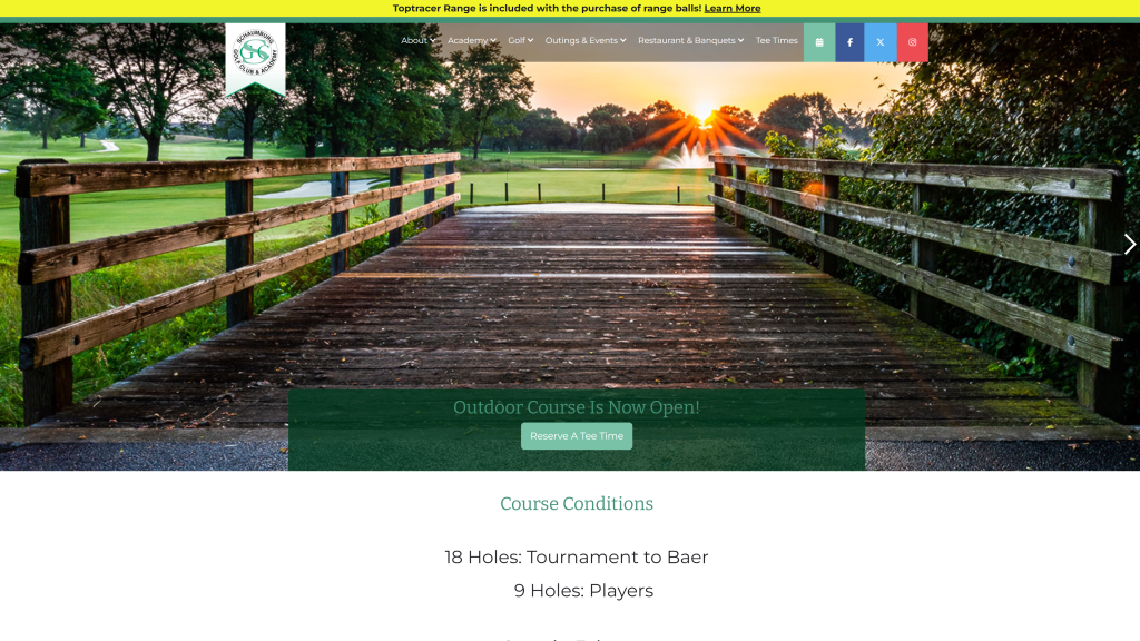 screenshot of the Schaumburg Golf Club best public golf courses in chicago homepage