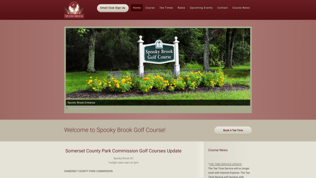 screenshot of the Spooky Brook Golf Course Best Public Golf Courses In New Jersey homepage