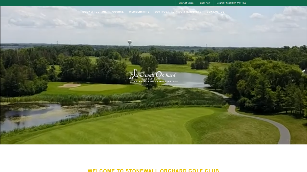 screenshot of the Stonewall Orchard Golf Club homepage