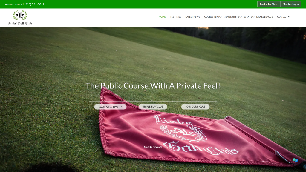 screenshot of the Links Golf Club Best Public Golf Courses In New Jersey homepage