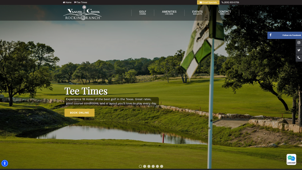 screenshot of the Vaaler Creek (Blanco) homepage