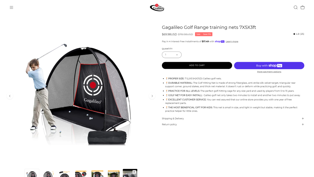 screenshot of the Galileo Golf Net homepage