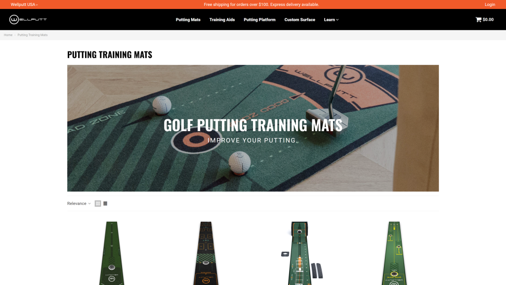 screenshot of the WellPutt homepage