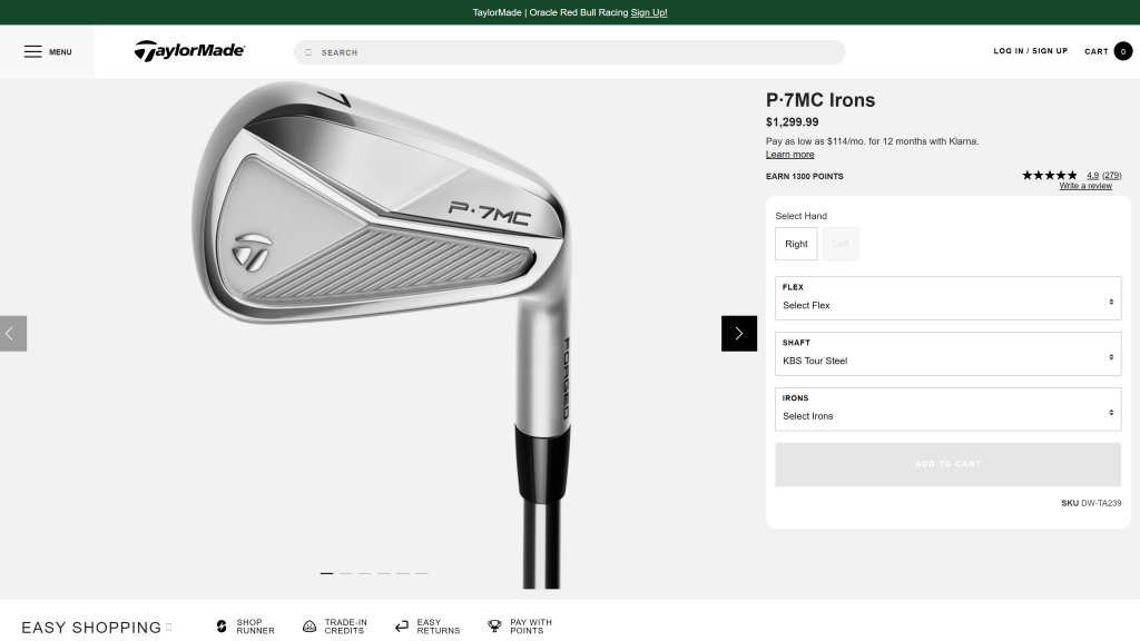 screenshot of the  TaylorMade P7MC Iron best players golf irons 2024 homepage