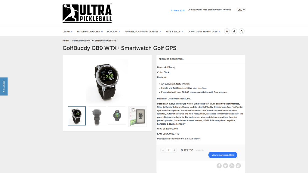 screeenshot of the GolfBuddy GB9 WTX+ GPS homepage 