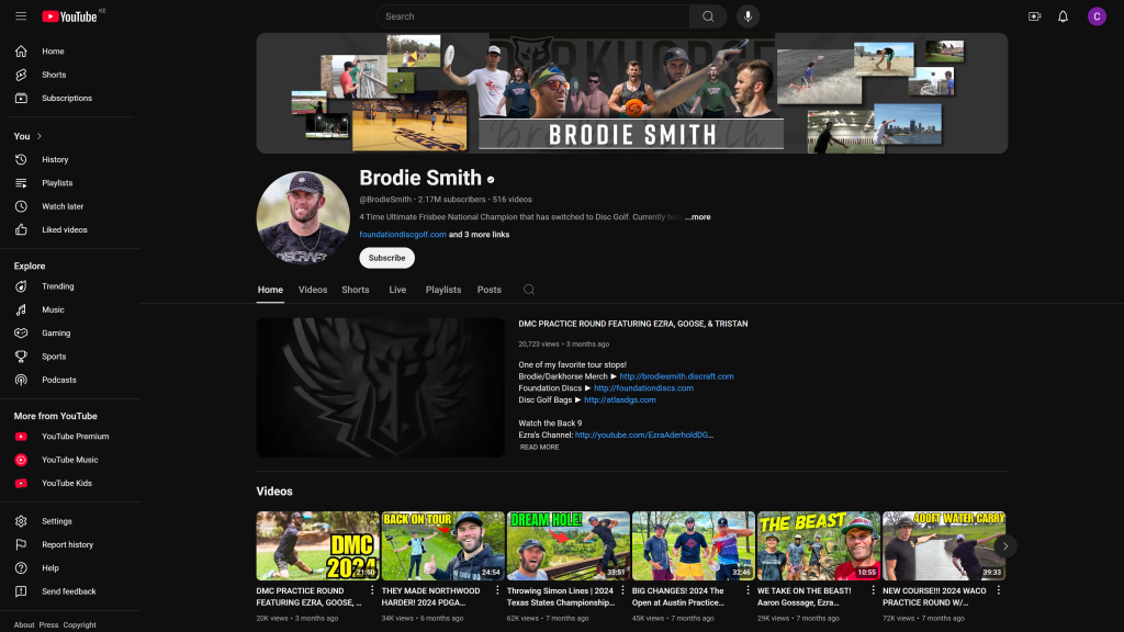 screenshot of Brodie Smith homepage