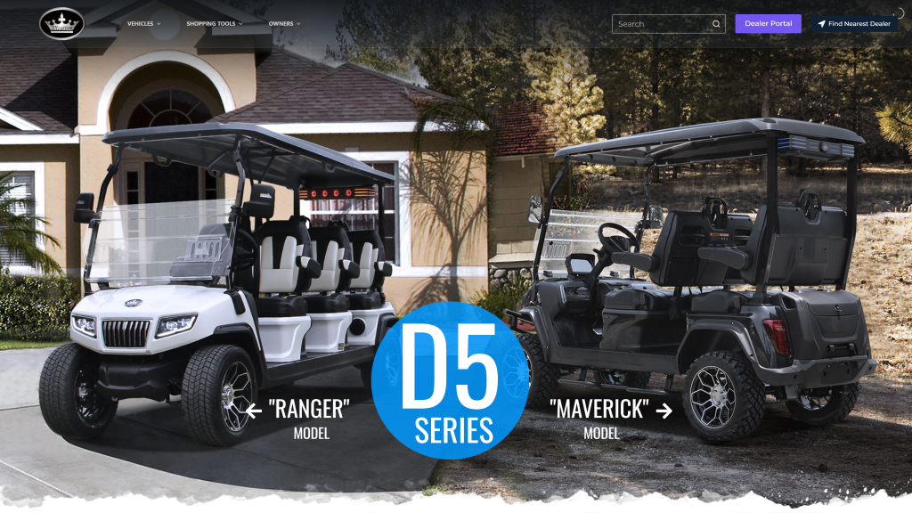 screenshot of the Evolution Golf Carts homepage