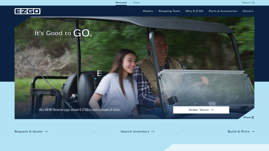 screenshot of the EZ-Go homepage