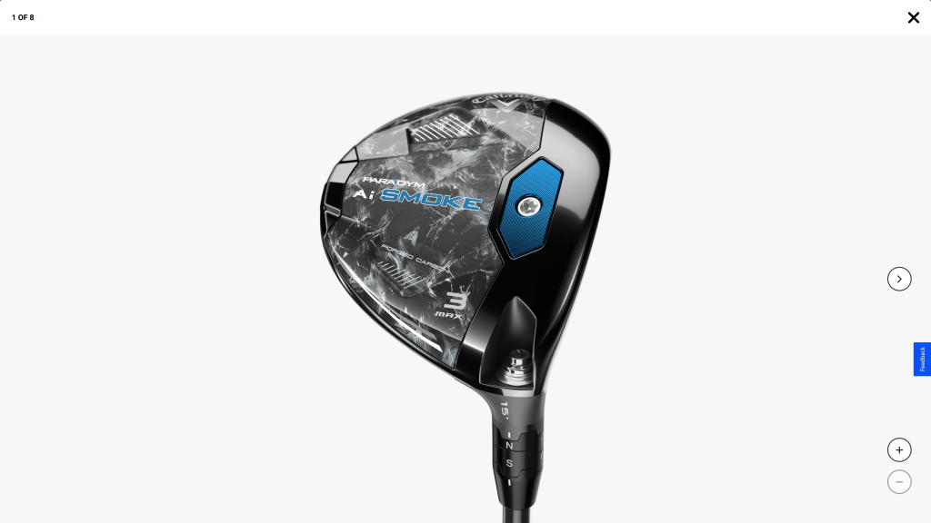 screenshot of the Callaway Paradym Ai-Smoke Max homepage