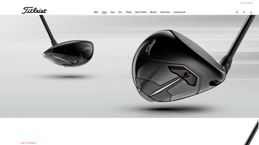 screenshot of the Titleist TSR2 best fairway woods for high handicappers homepage