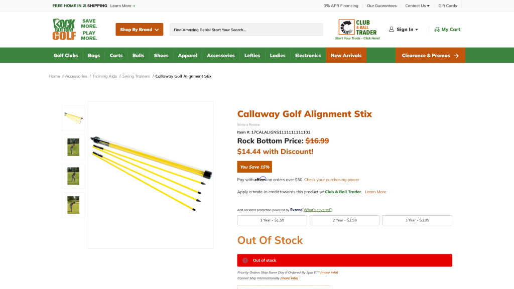 screenshot image of Callaway Alignment Training homepage