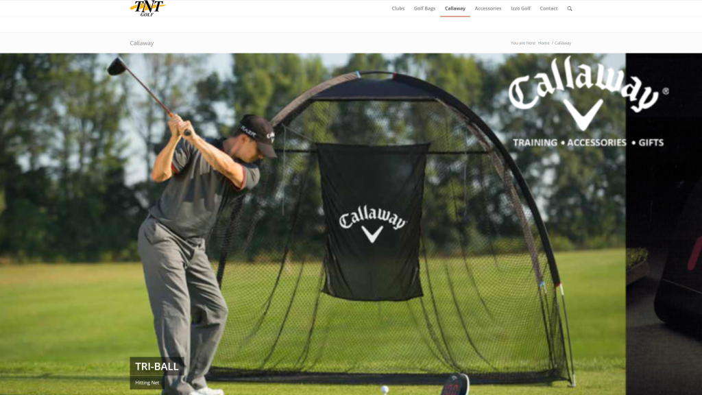 screenshot image of Callaway Tri-Ball Hitting homepage