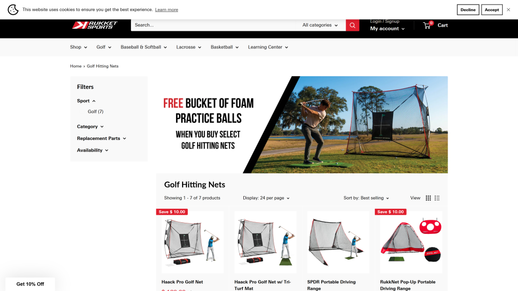 screenshot image of Rukket 3pc best golf net Bundle homepage