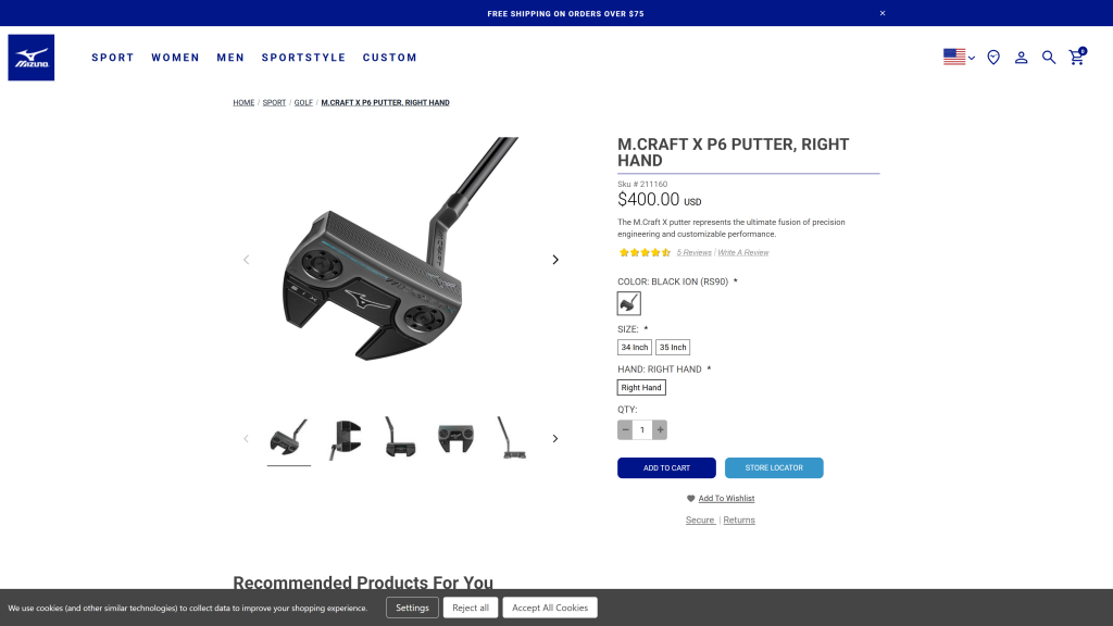 screenshot image of Mizuno M.Craft X 6 Putter
