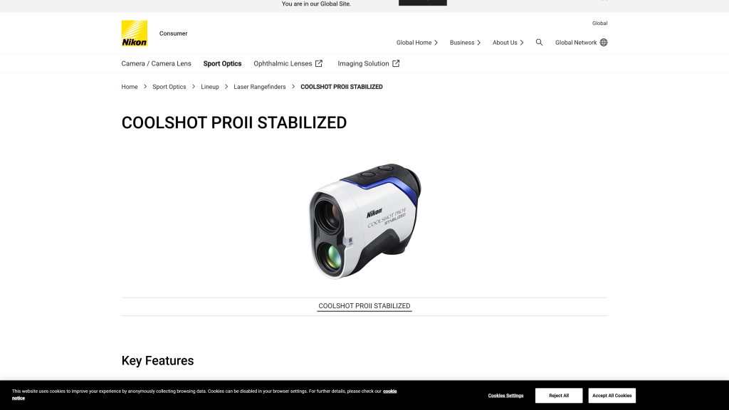 screenshot image of Nikon Coolshot ProII Stabilized best rated golf rangefinder homepage