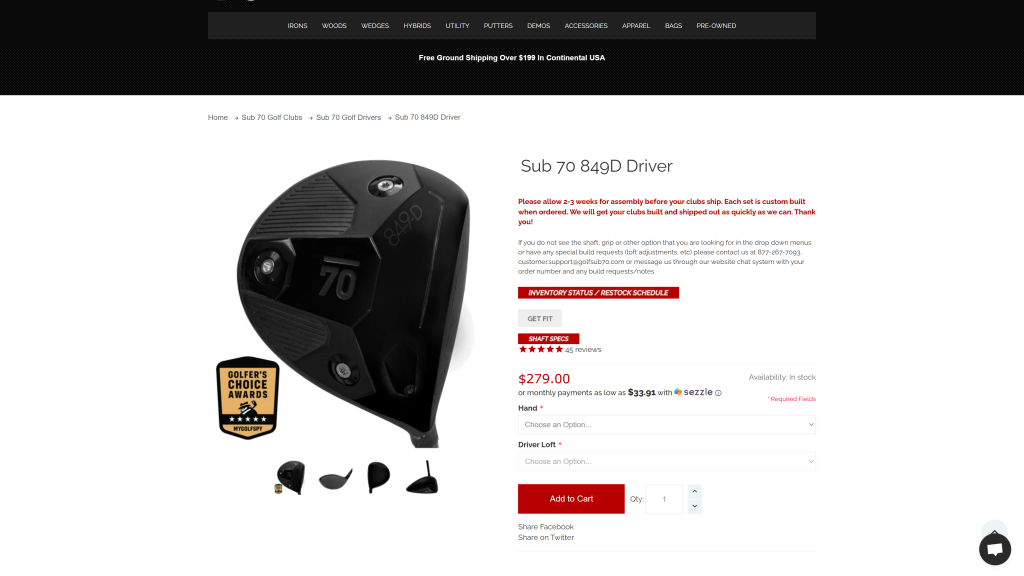 screenshot image of sub 70 849D Driver homepage