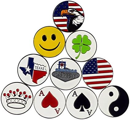 image of PINMEI Lot of 10 Assorted Patterns golf ball markers
