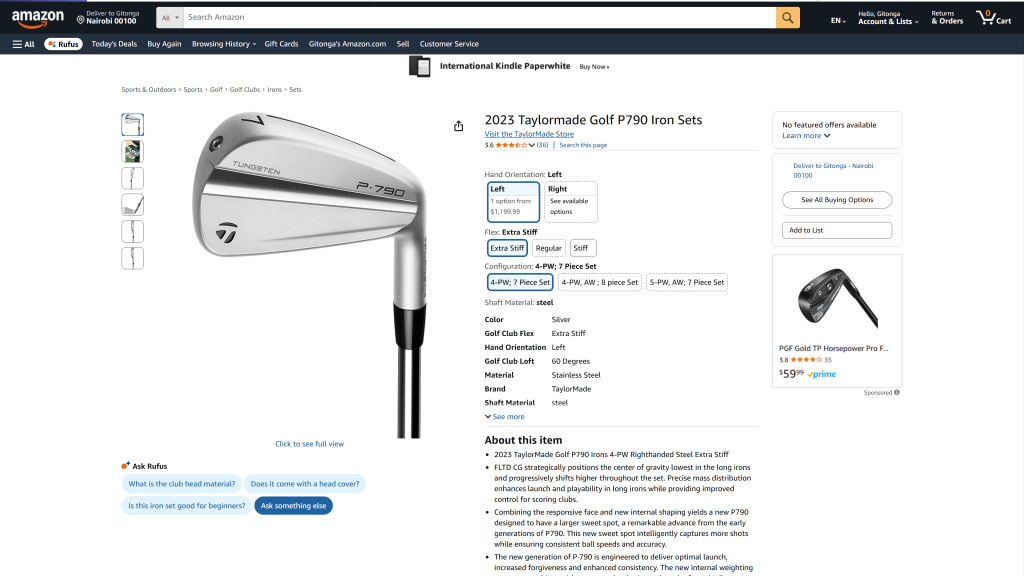 screenshot image of taylormade p790  irons