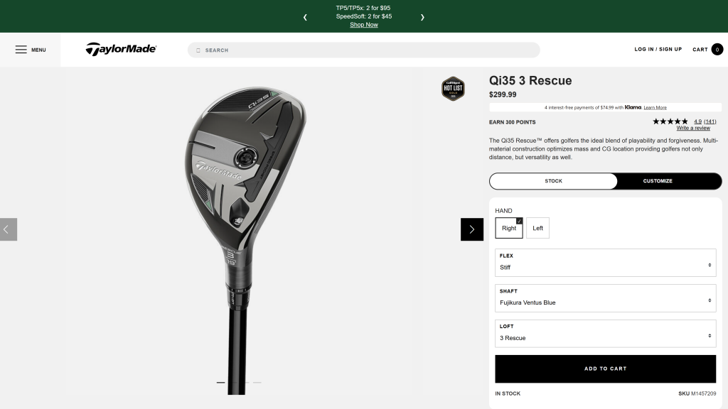 screenshot image of  TaylorMade Qi35 Hybrid homepage