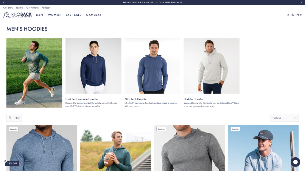 screenshot image of Mens hoodie homepage
