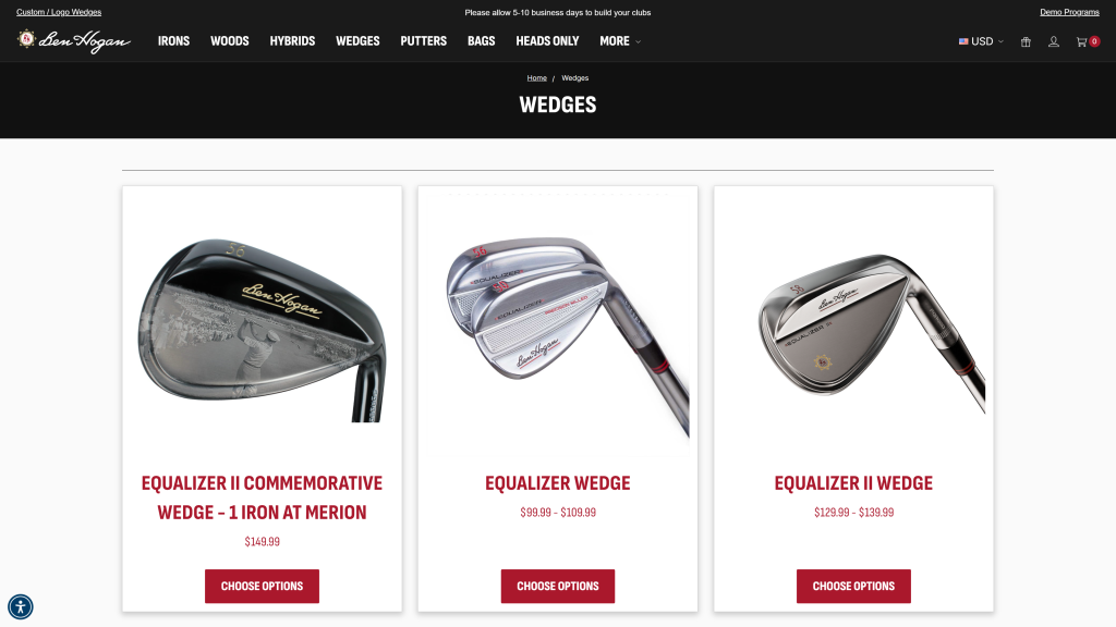 screenshot image of Ben Hogan Wedges ben hogan golf equipment homepage