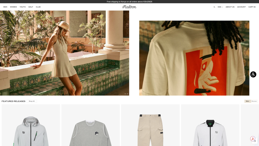 screenshot image of malbon homepage best golf apparel brands