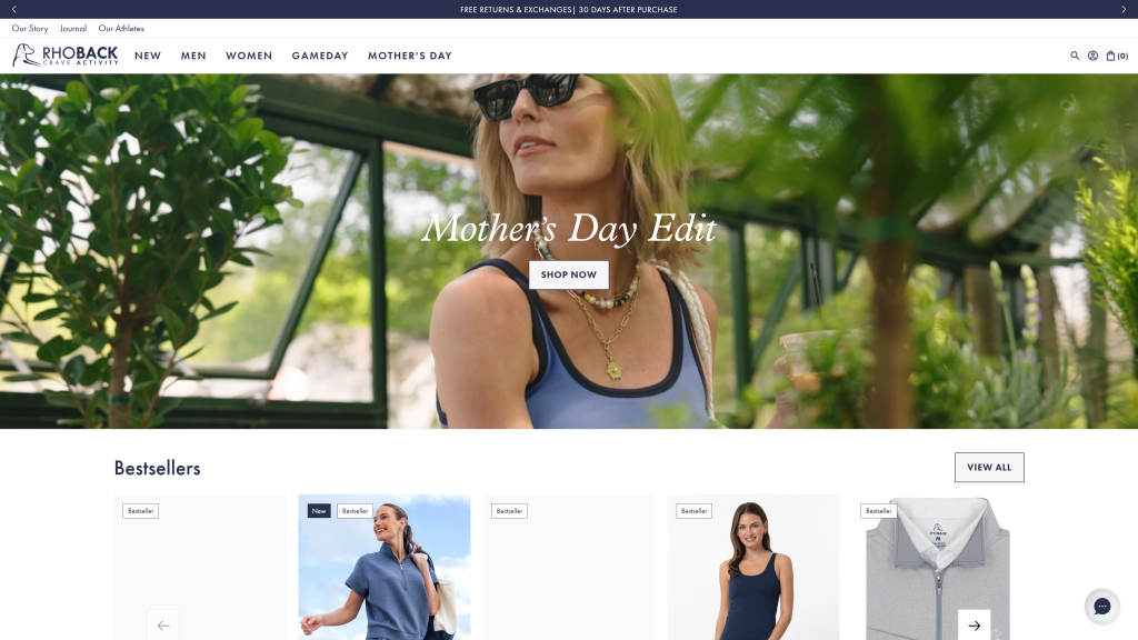 screenshot image of rhoback homepage