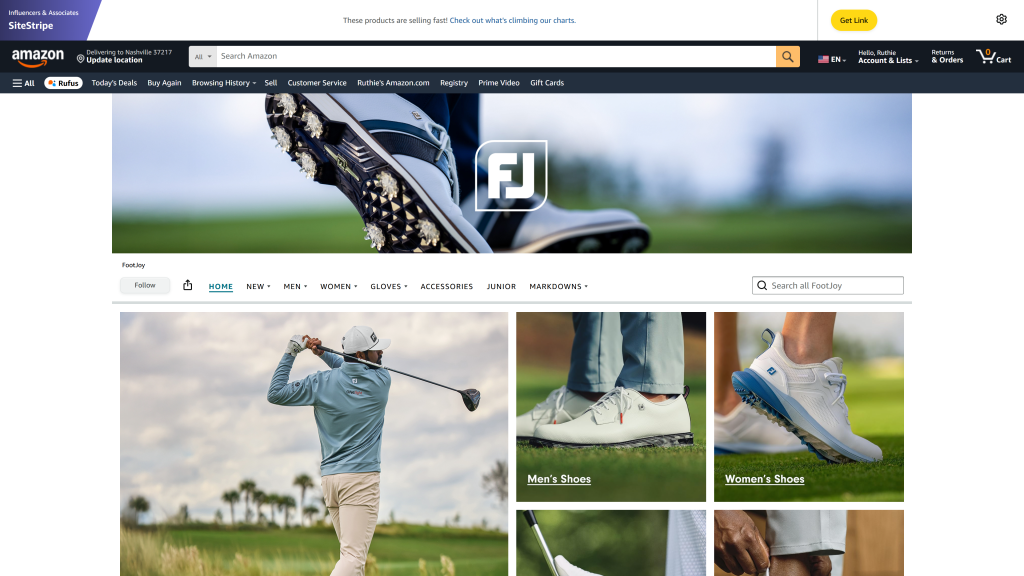 screenshot image of footjoy homepage best golf apparel brands