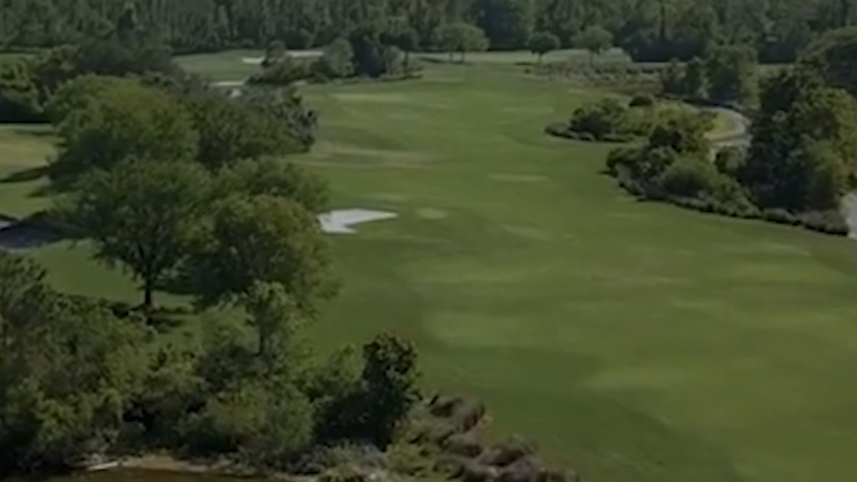 Aerial view of a tree-lined fairway at Celebration Golf Club