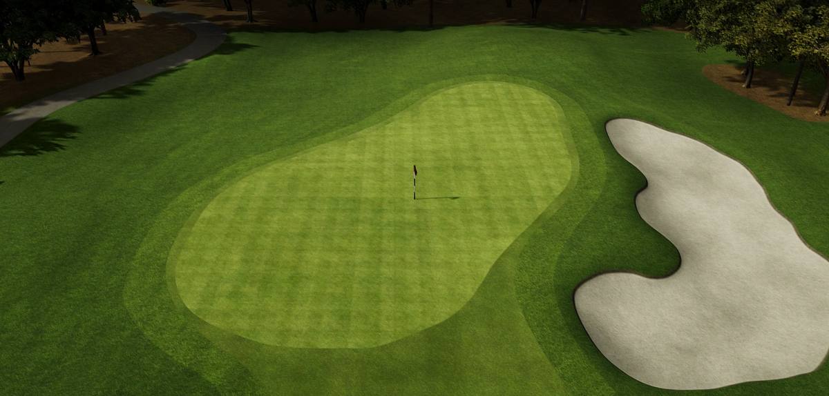 Flyover image of a green and bunker on the Copperhead course at Innisbrook in Palm Harbor